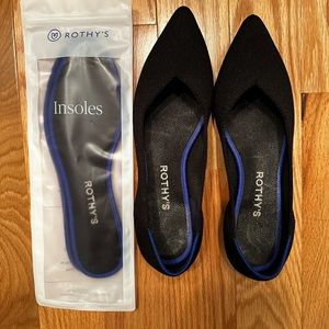 Black Rothy’s size 8 worn three times. Comes with new insoles